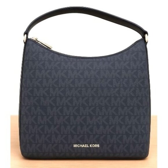 Michael Kors Jet NWT Large Tote Bag Navy Blue Logo Shoulder Handbag 11 X 15 X 5" - Picture 3 of 14